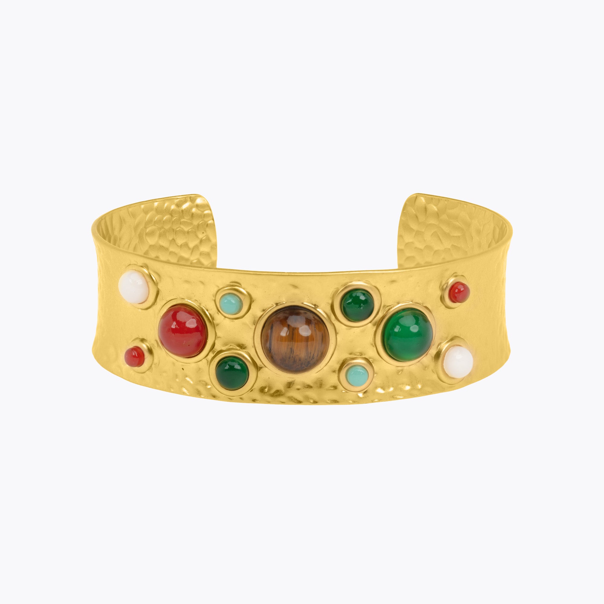 Multi Gemstone Hammered Cuff: The Yasmine