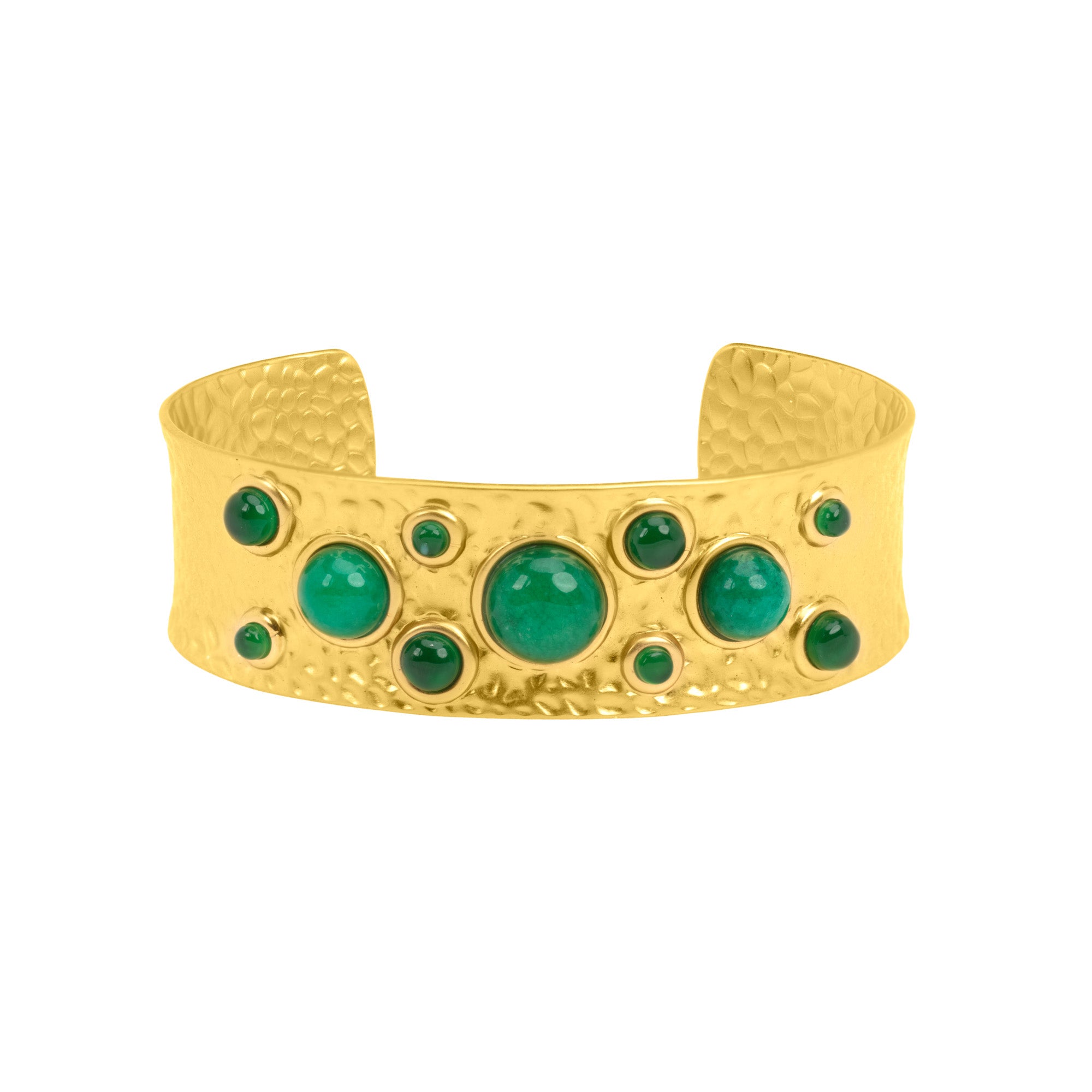 Thick Green Onyx Hammered Cuff: The Yasmine