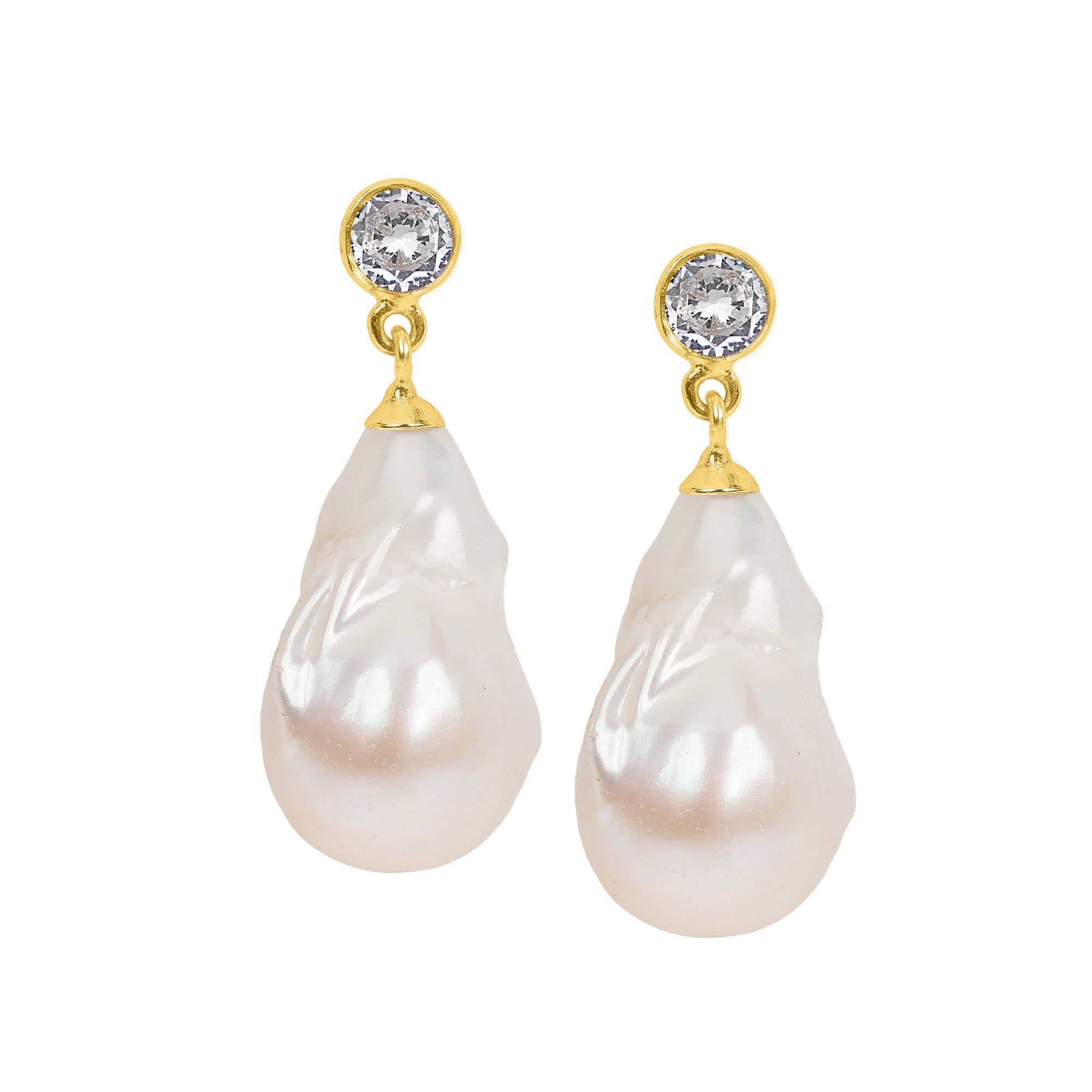White Topaz & Baroque Pearl Earring: The Brianne