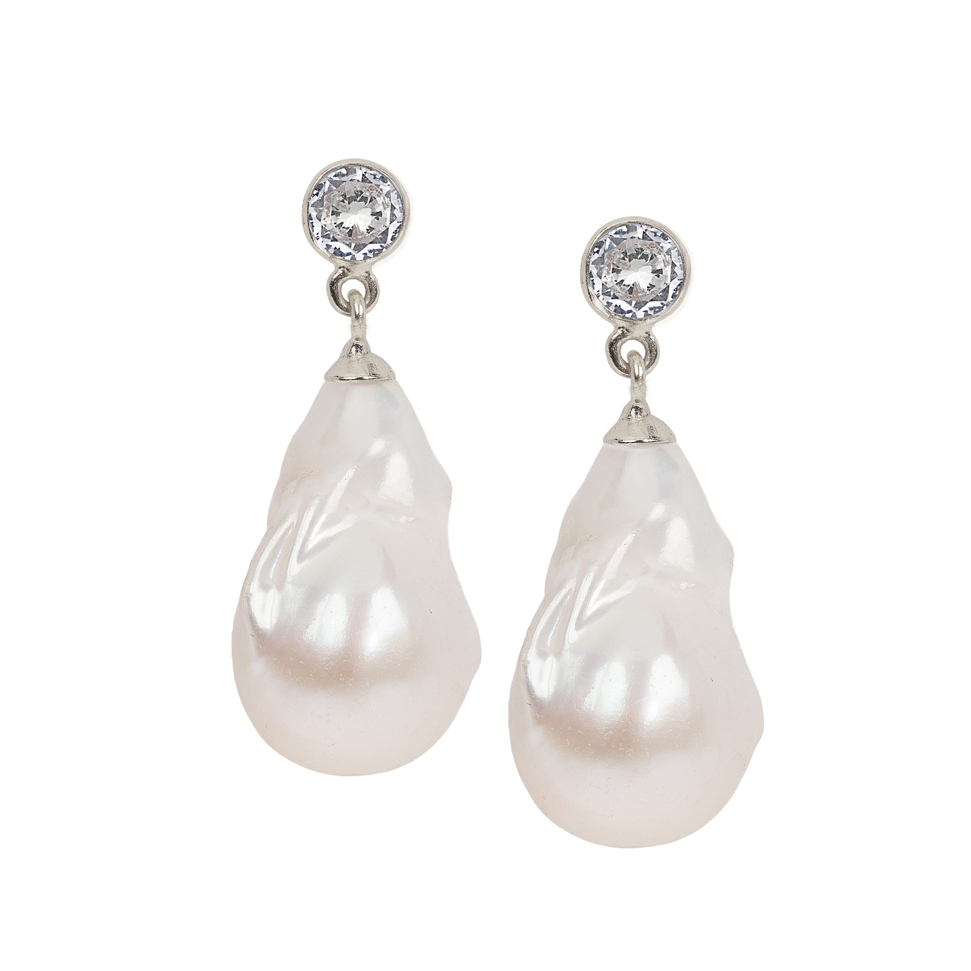 White Topaz & Baroque Pearl Earring: The Brianne