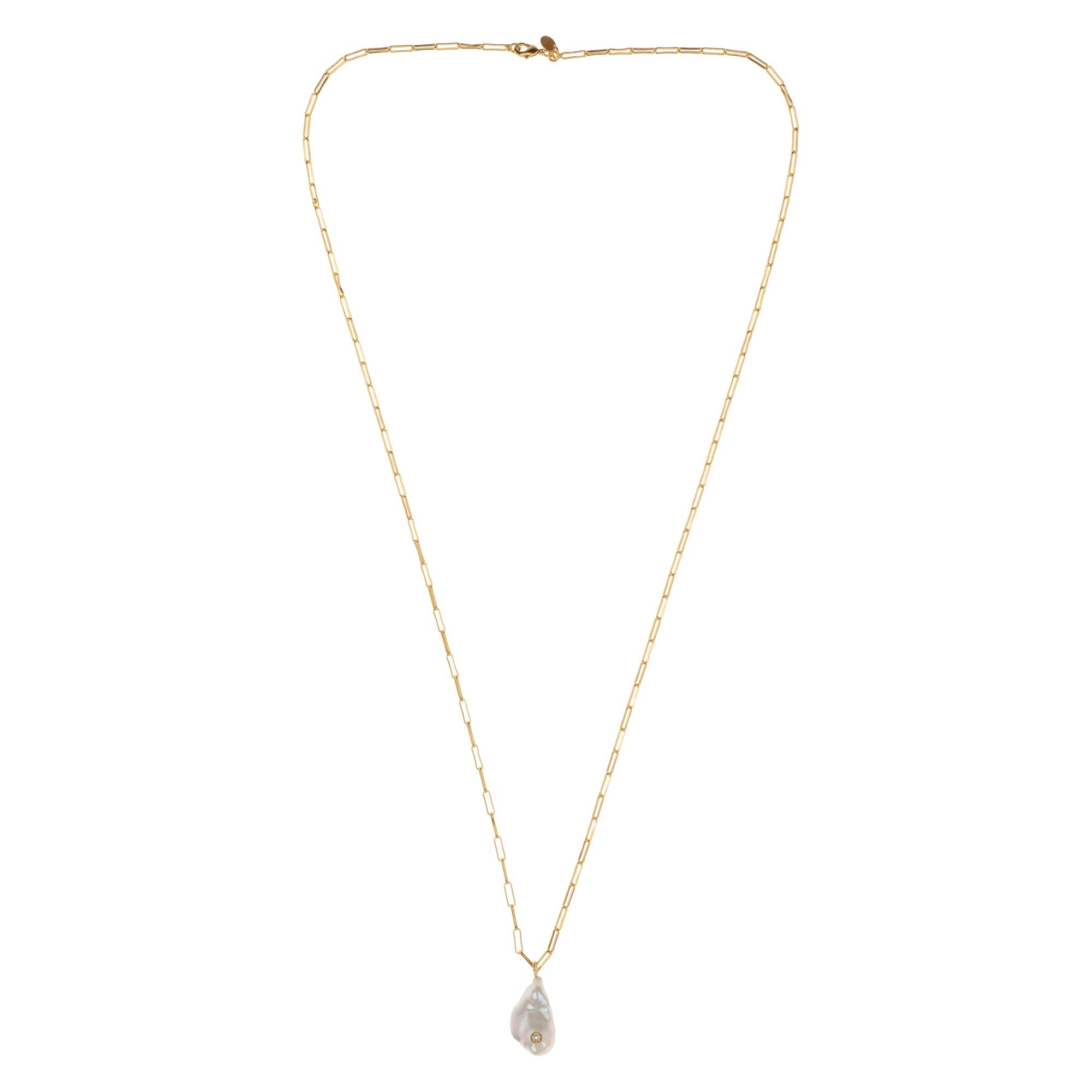 Paperclip Chain With Baroque Pearl Necklace: The Payton