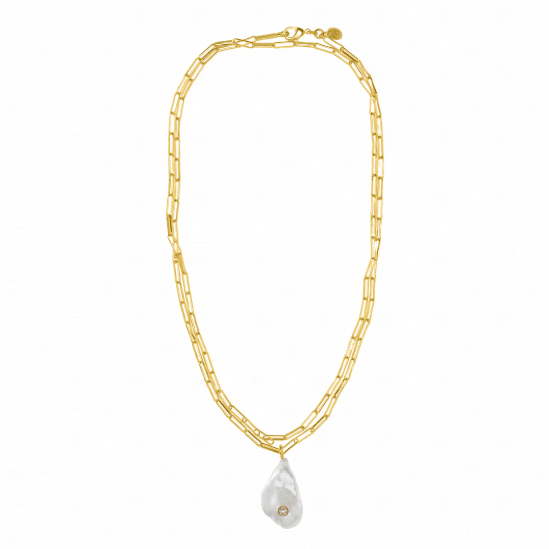 Paperclip Chain With Baroque Pearl Necklace: The Payton