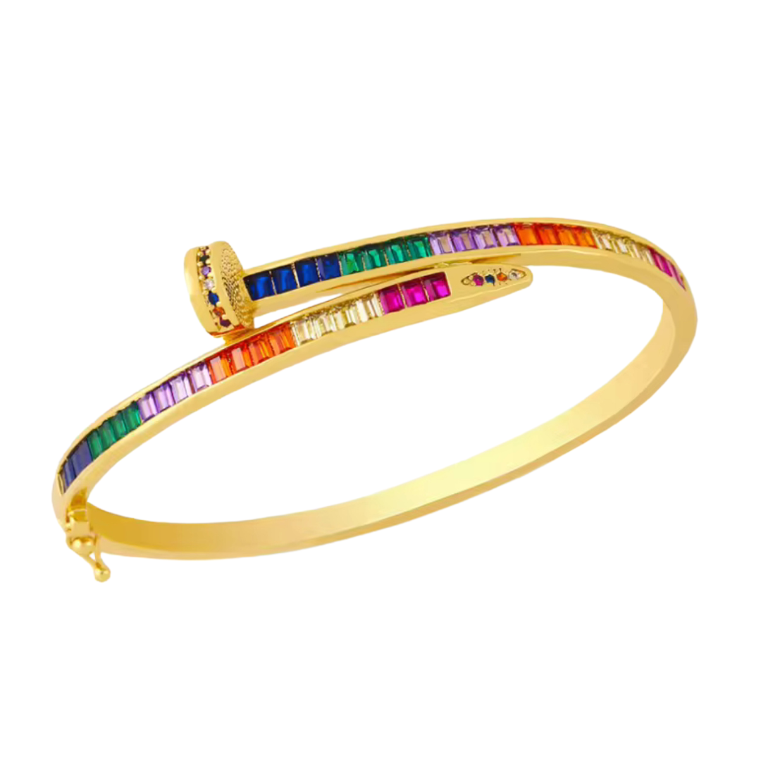 Multi Gemstone Nail Bangle: The Angelica