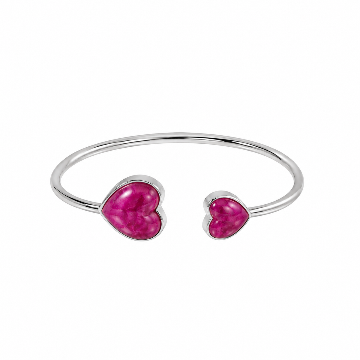 Double Pink Mohave Heart Gemstone Adjustable Cuff: The Saree