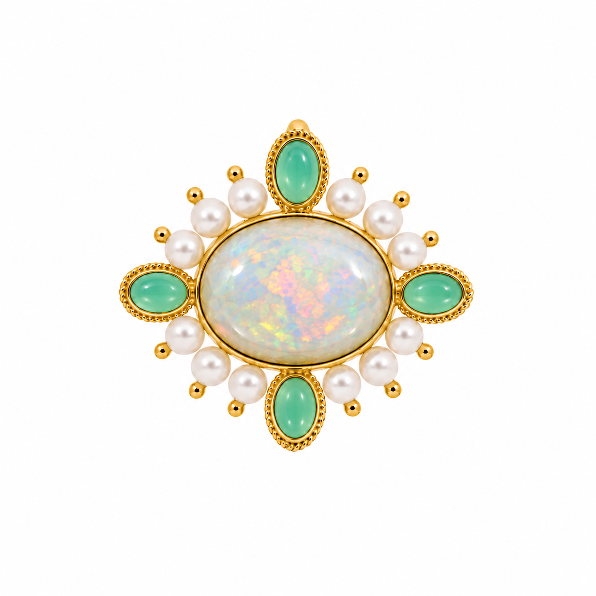 3-in-1 Opal & Chrysoprase Brooch/Clip/Charm: The Celeste