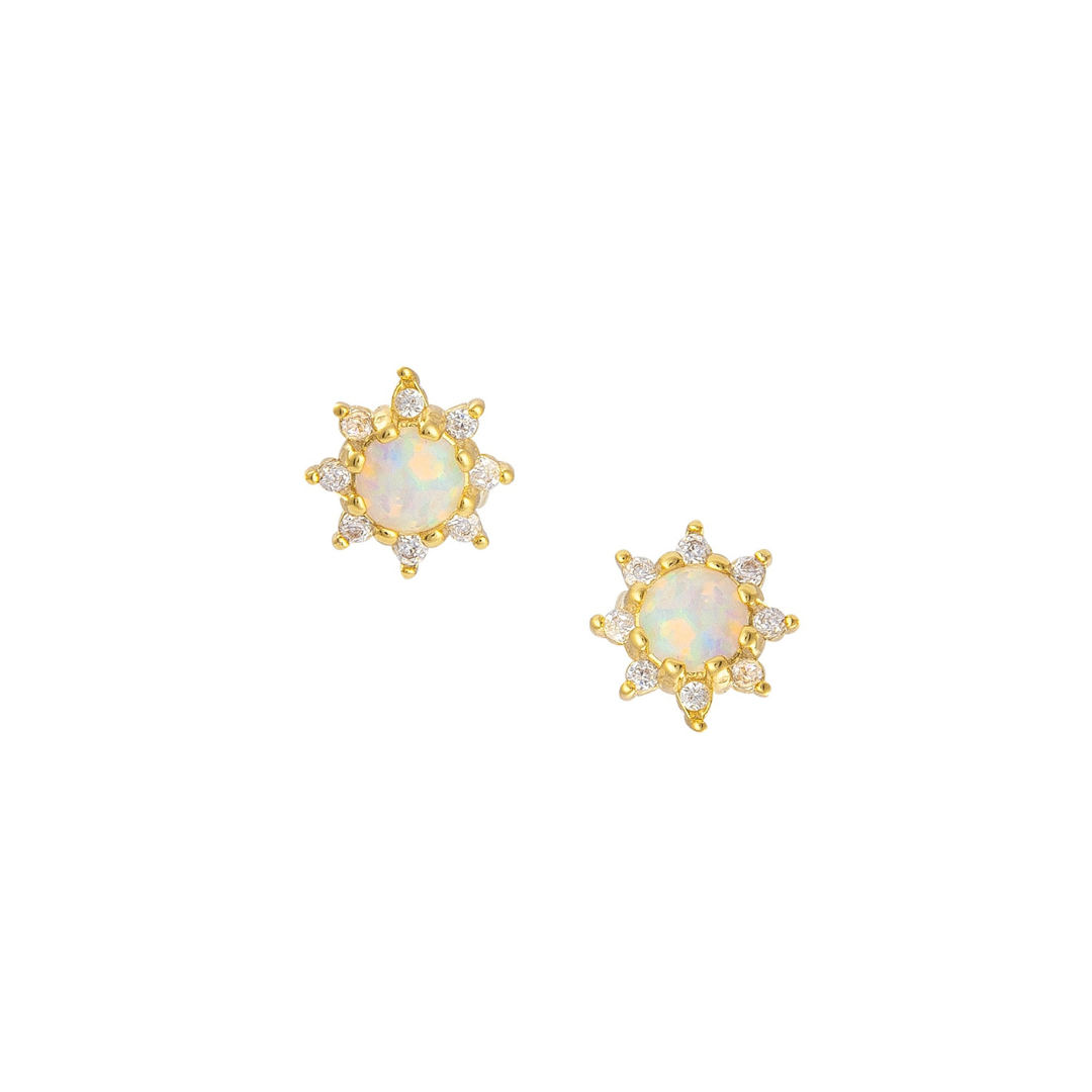 18k Gold Vermeil Opal Sun/Star Studs: The Billie