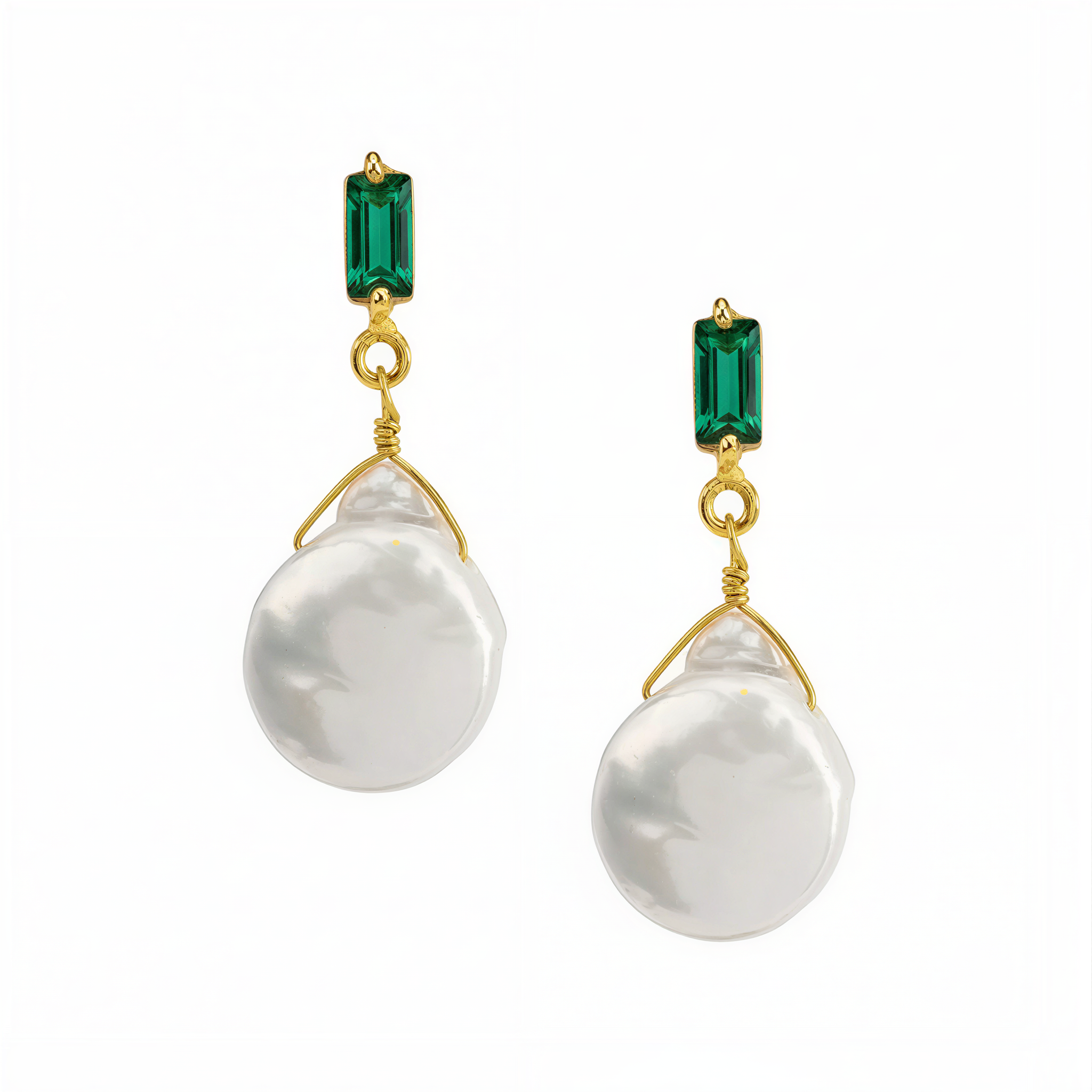 Gemstone and Coin Pearl Drop Earring: The Evie