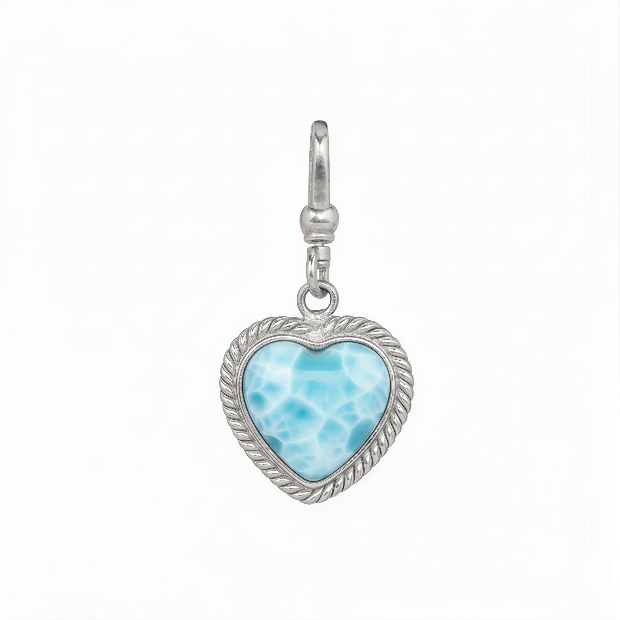 Small Larimar Love Heart Charm