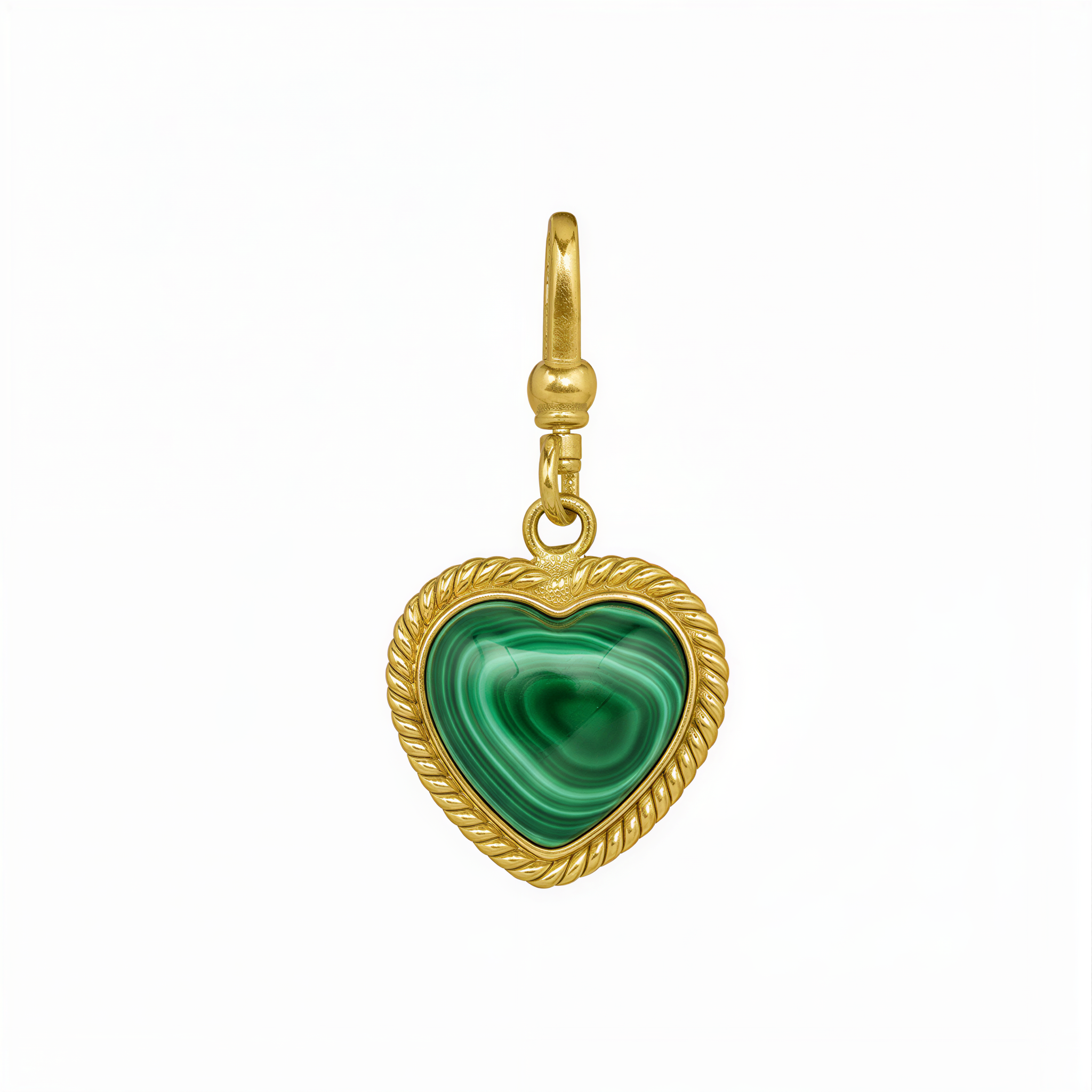 Small Malachite Love Heart Charm
