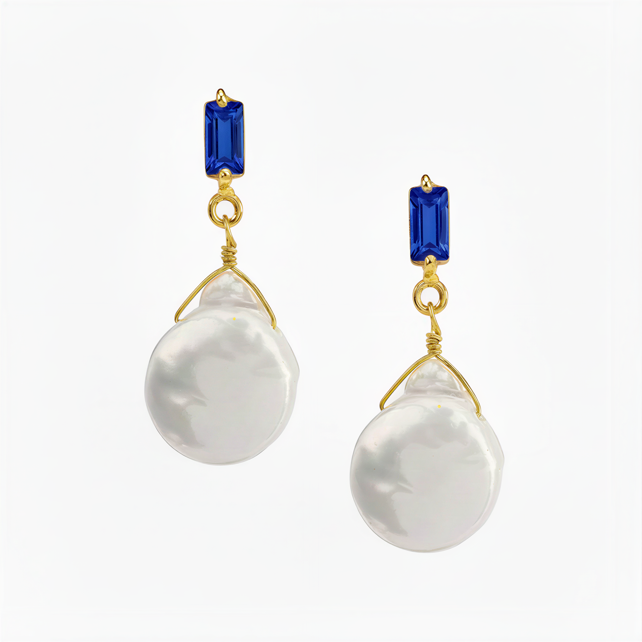 Gemstone and Coin Pearl Drop Earring: The Evie
