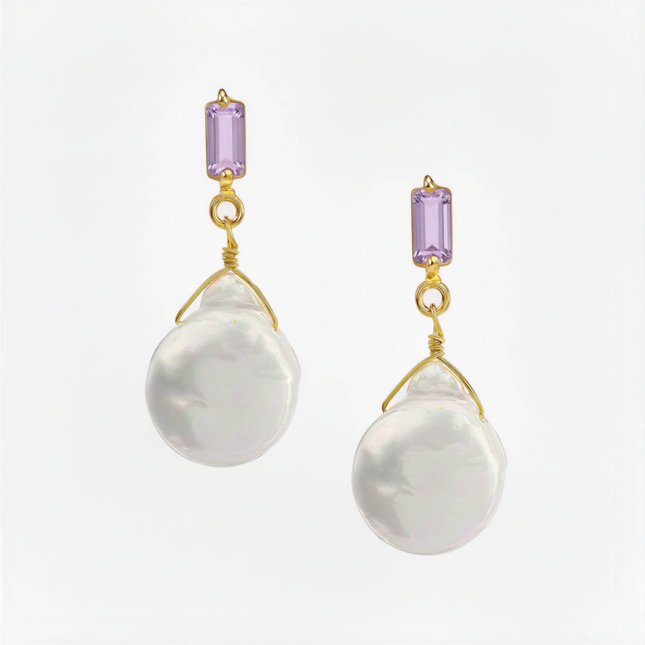 Gemstone and Coin Pearl Drop Earring: The Evie