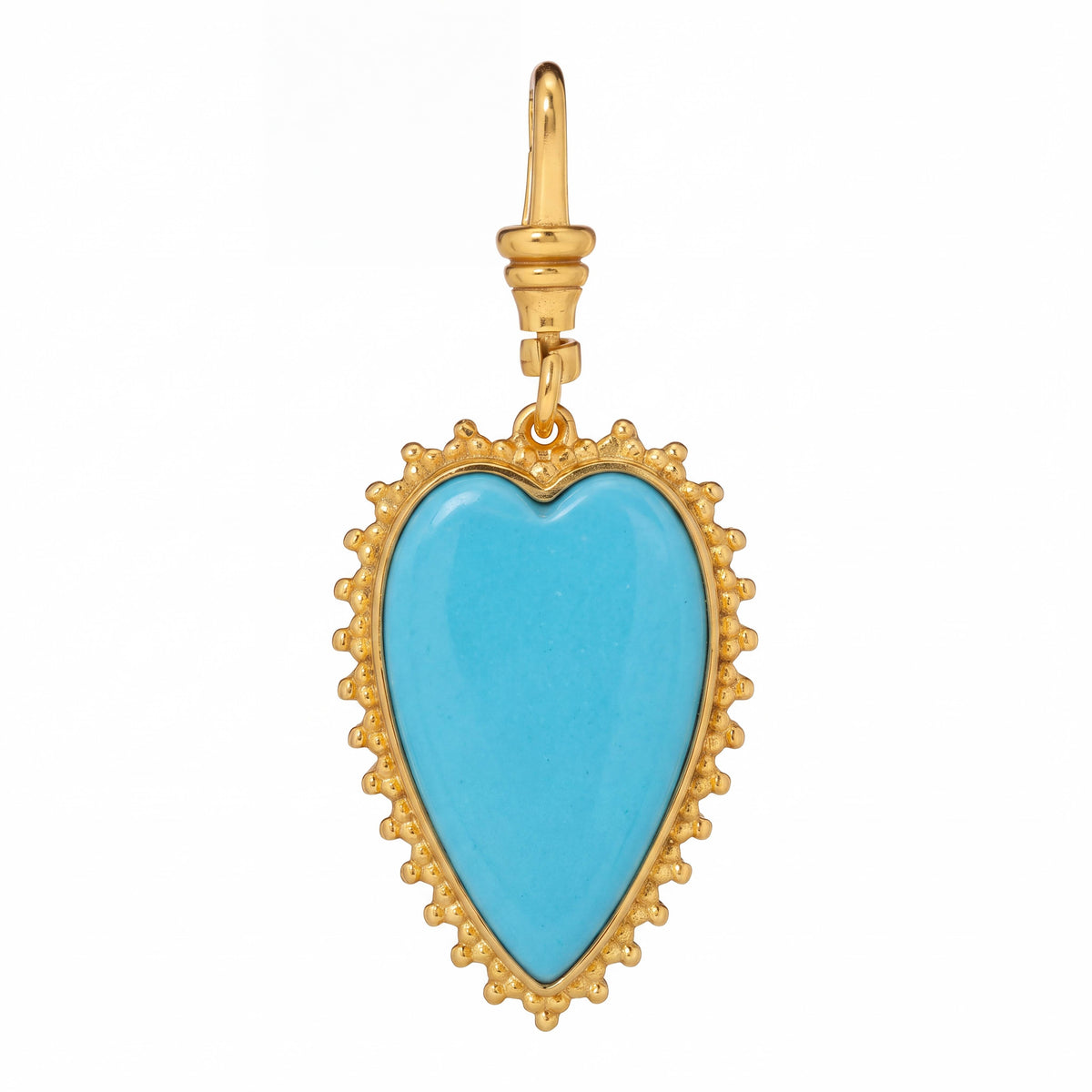 Large Elongated Turquoise Sunburst Reversible Puffy Heart Charm: The Kylie