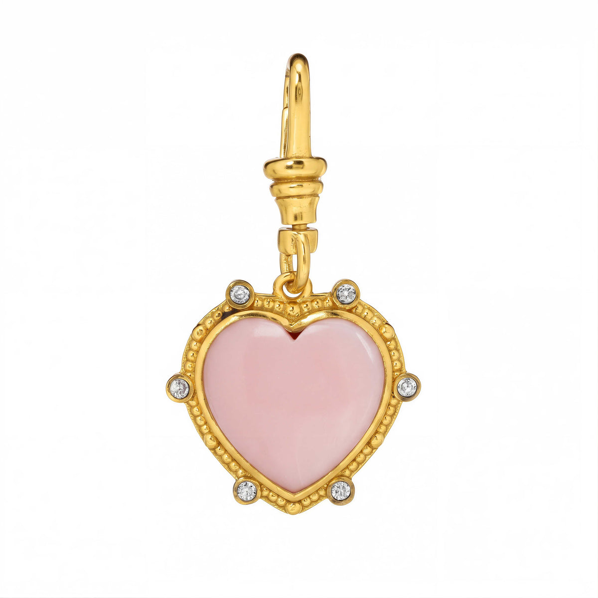 Pink Opal Heart With White Topaz Bezel Charm: The Samantha