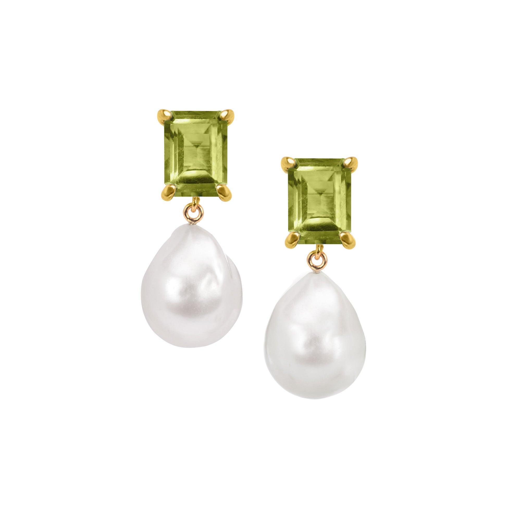 Peridot And Baroque Pearl Earrings: The Bellen