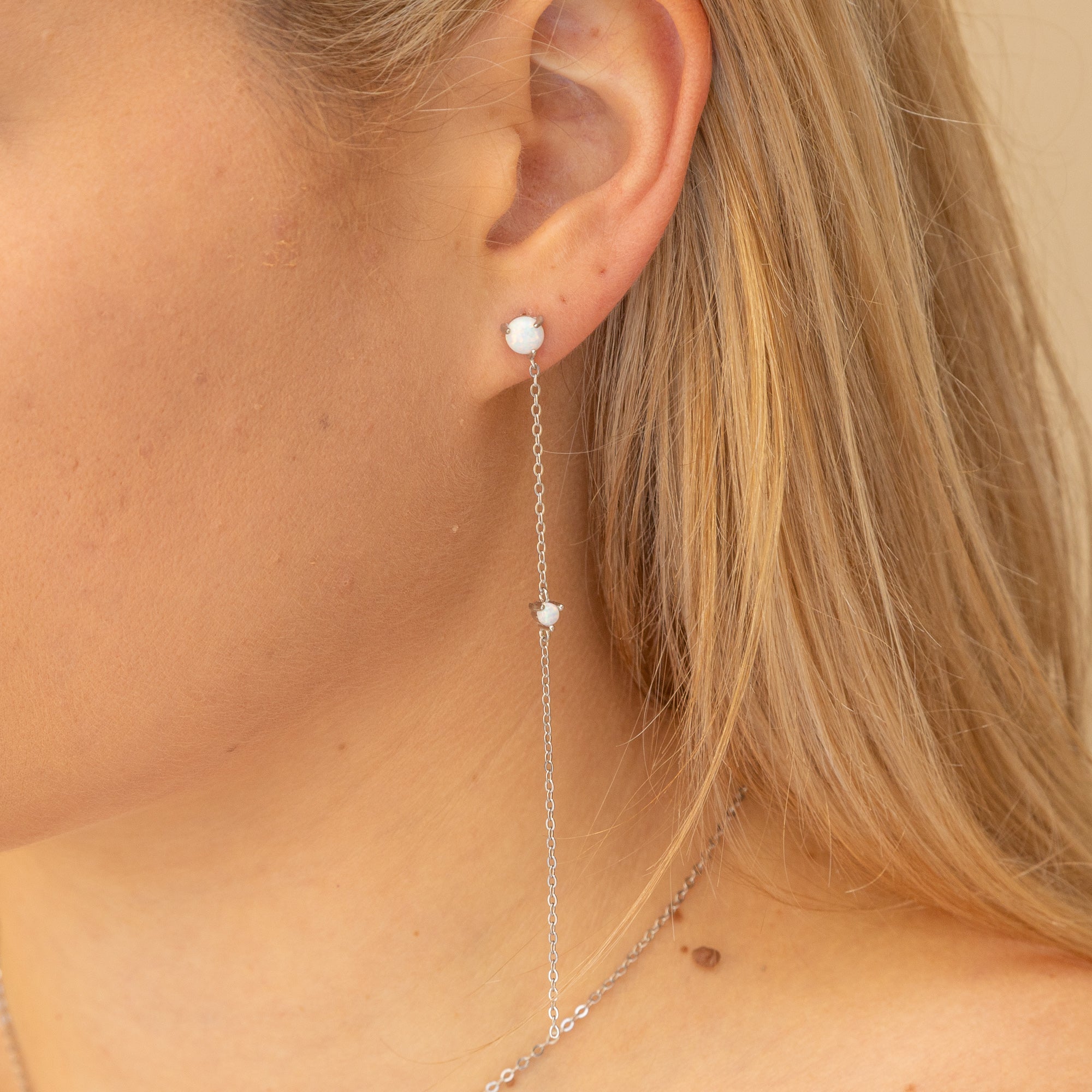 2 Opal Chain Drop Earrings: The Celine