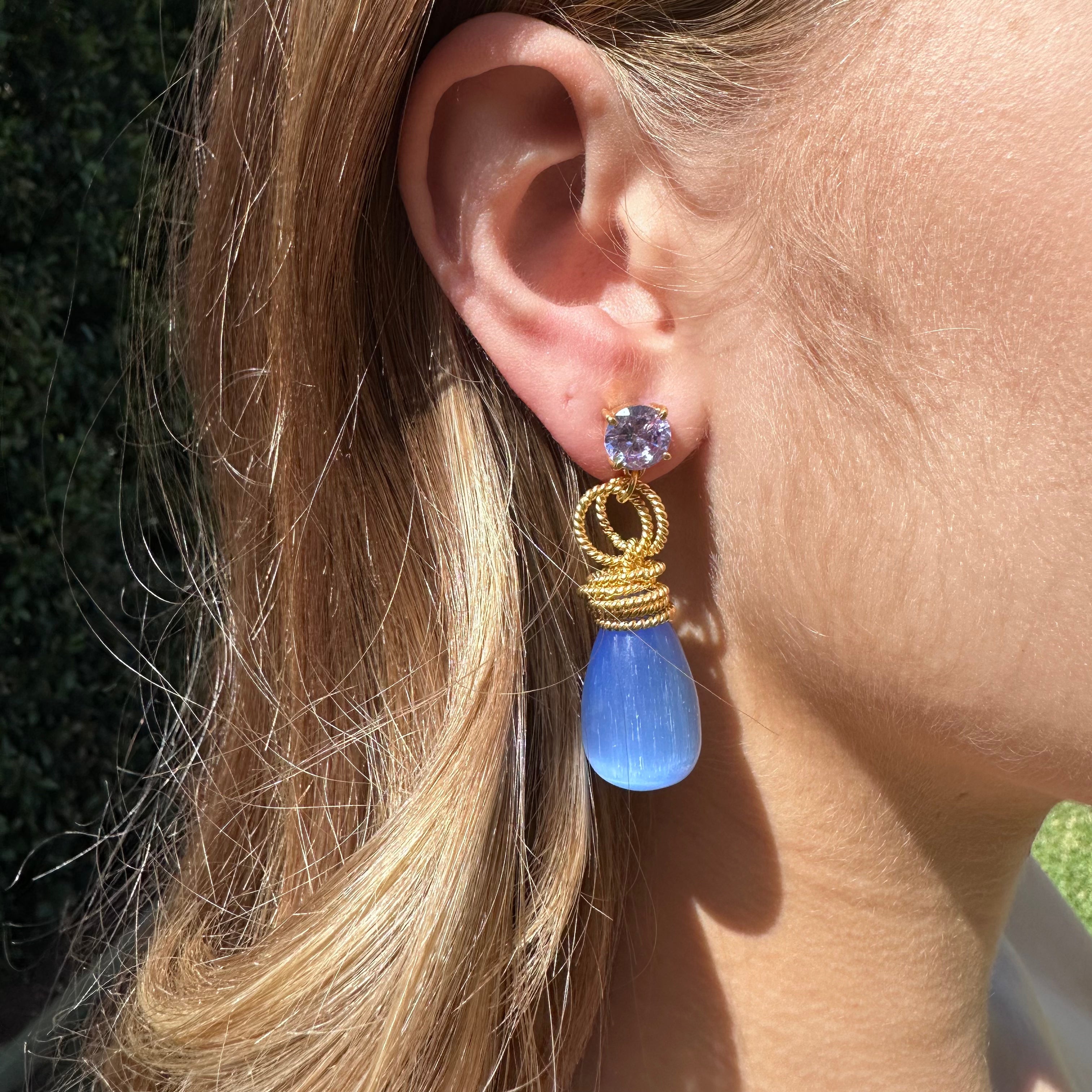 Double Gemstone Drop Earrings: The Clarissa