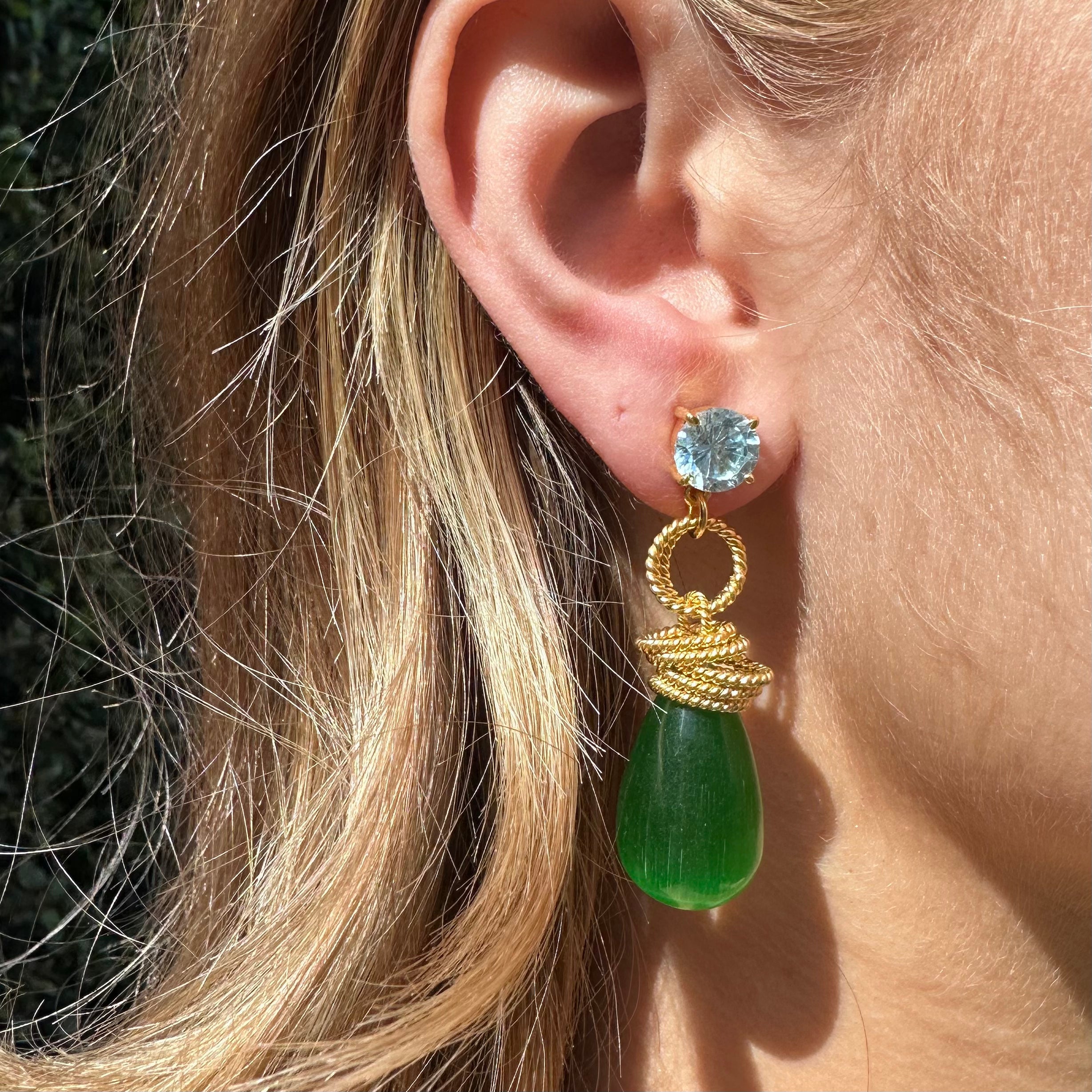 Double Gemstone Drop Earrings: The Clarissa