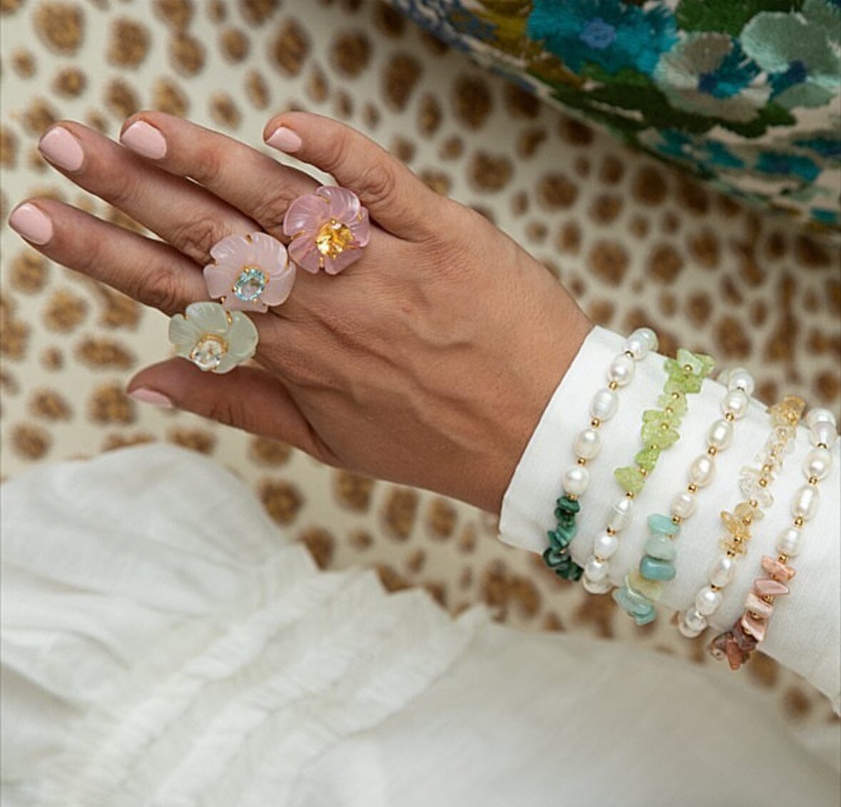 THE MAGNOLIA (Aqua Chalcedony) Rings Jimena Alejandra 