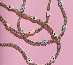 THE MATAKIA (Pink Evil Eye) Necklaces Jimena Alejandra 