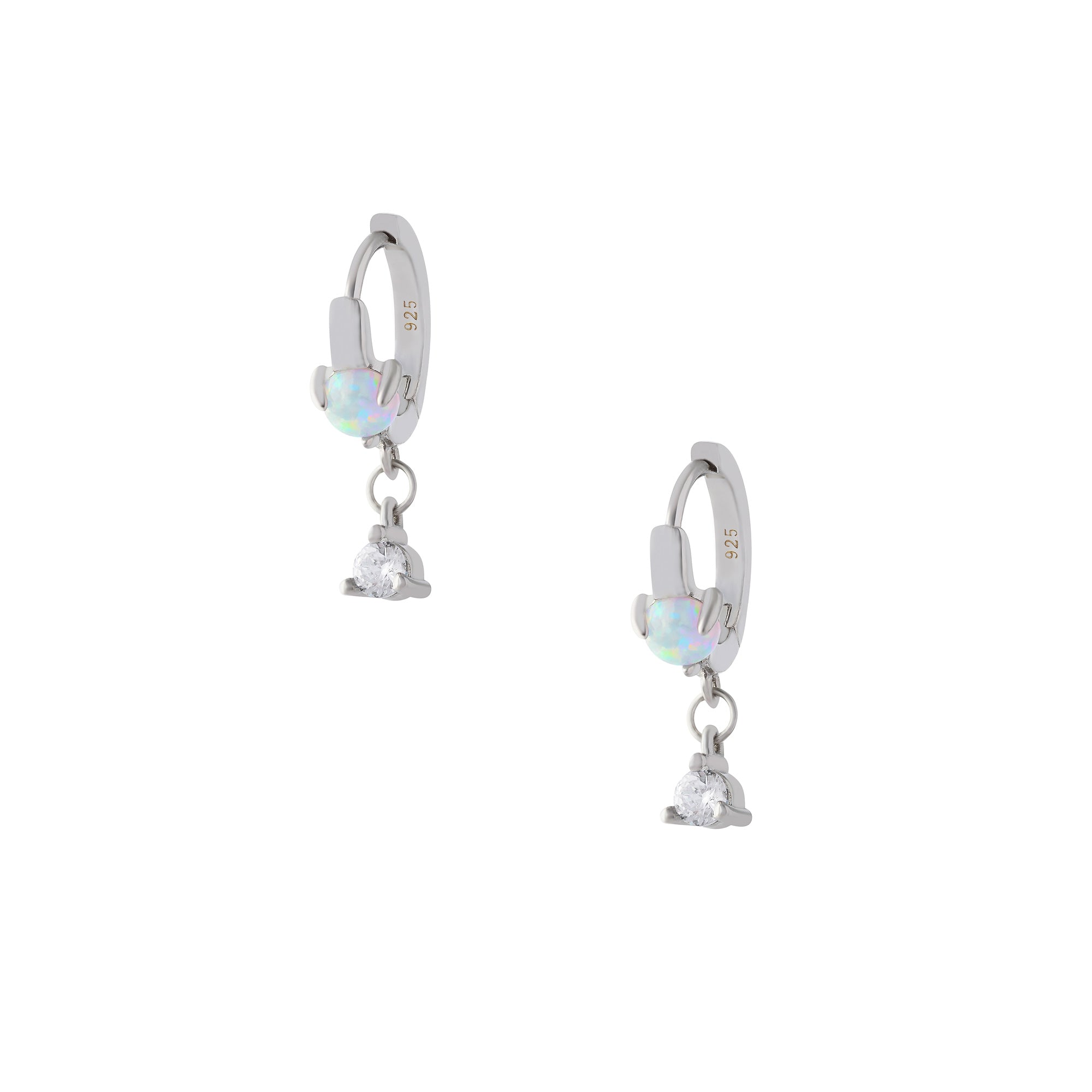 Opal and White Topaz Huggie: The Miriam
