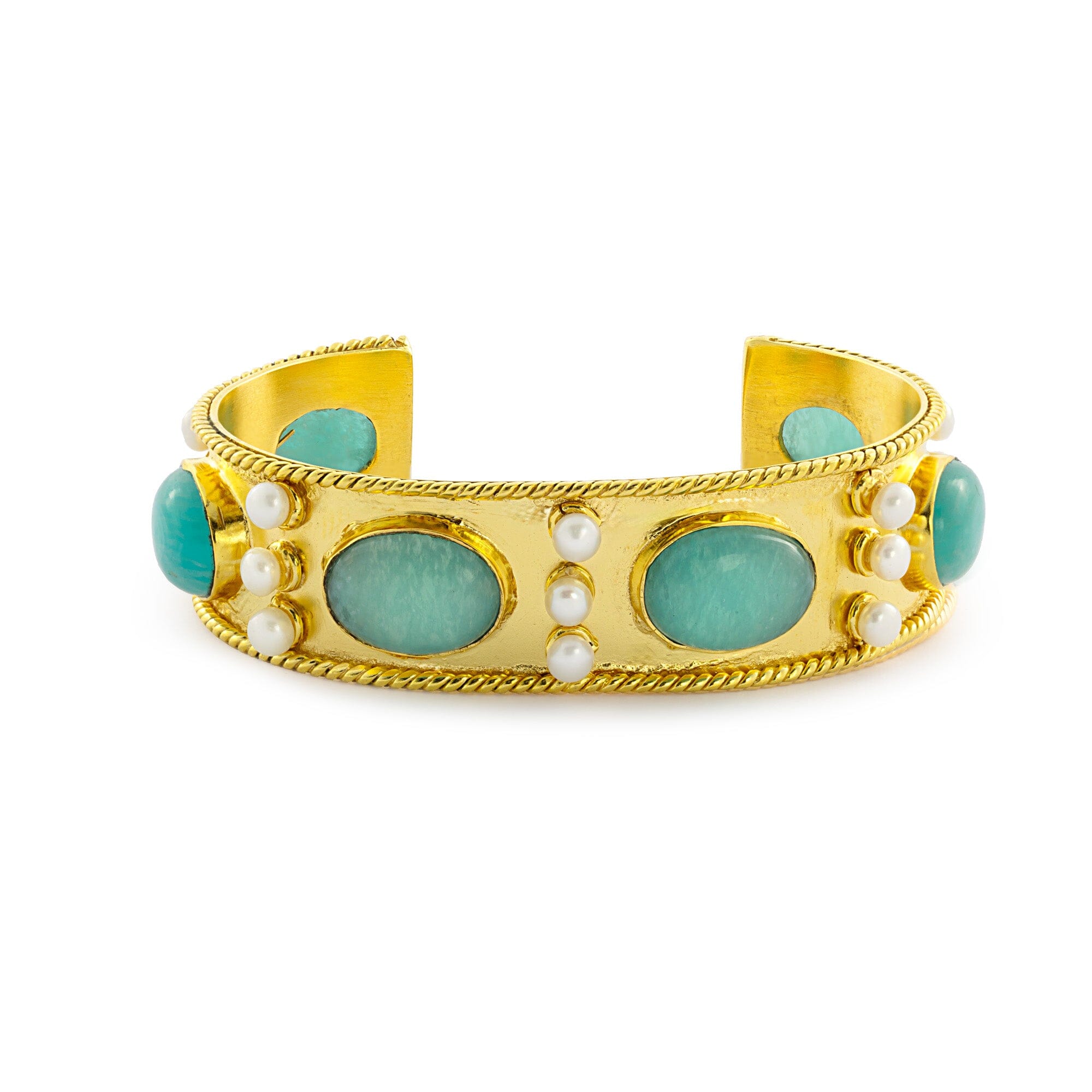 1 Amazonite and pearl cuff Jimena Alejandra 