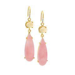 1 hook earring citrine and pink opal Jimena Alejandra 