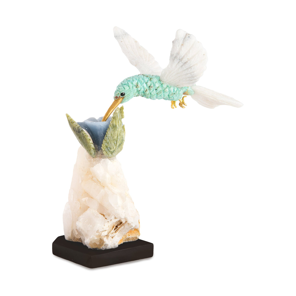 Hand Carved Gemstone Hummingbird in Turquoise
