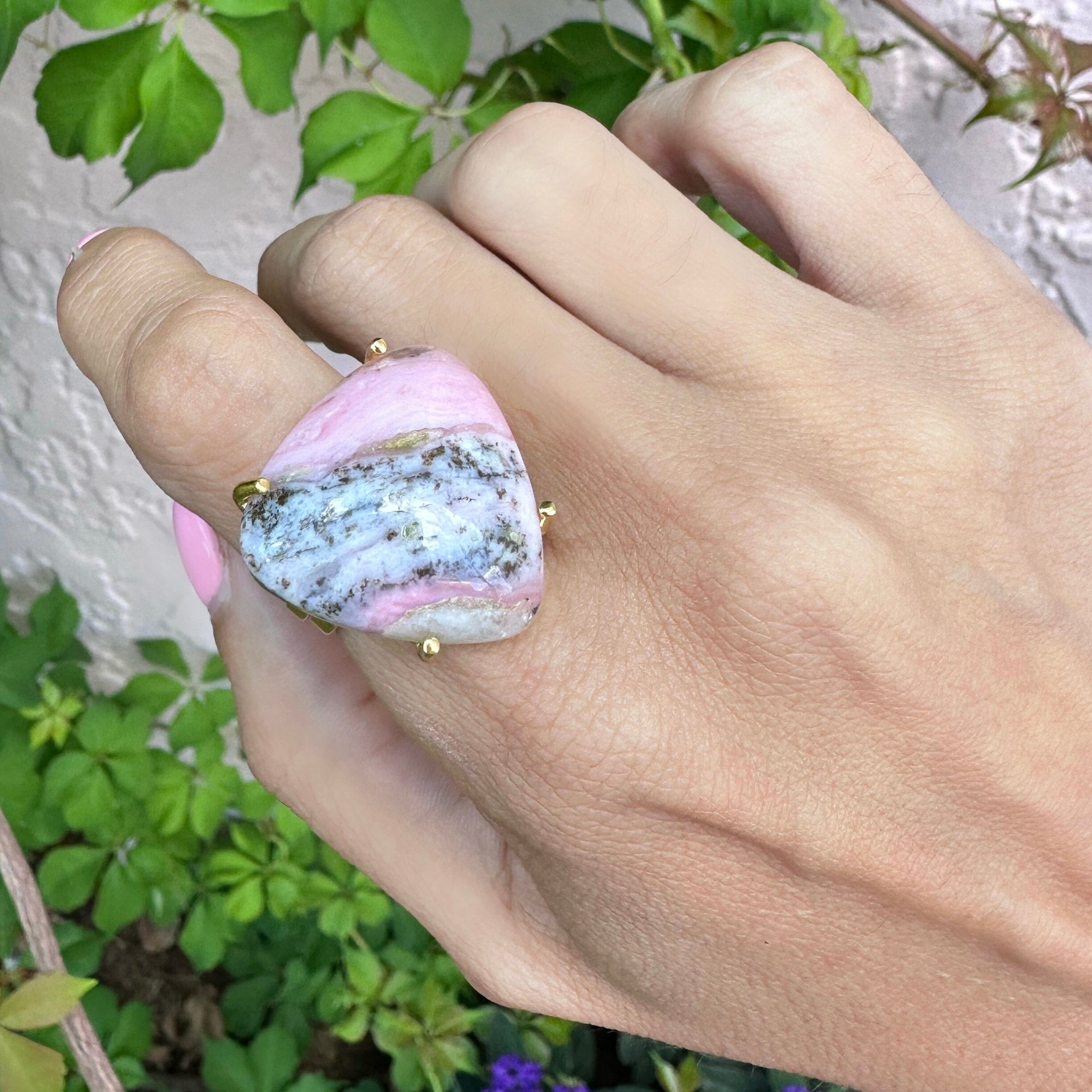 Peruvian pink opal ring deals