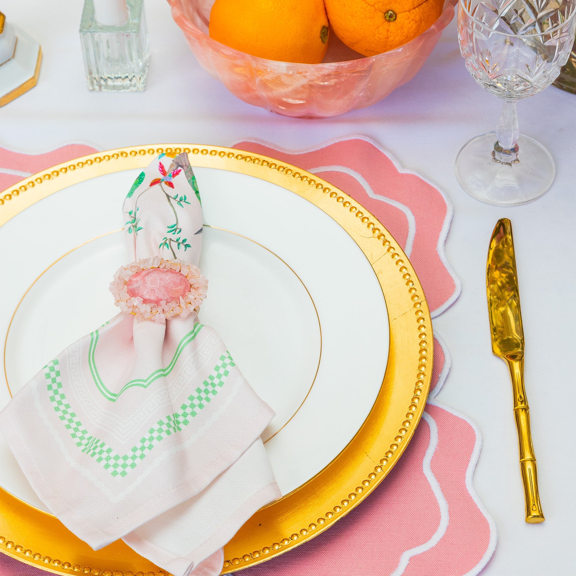 RHODOCHROSITE & ROSE QUARTZ NAPKIN RING Homewares Jimena Alejandra 