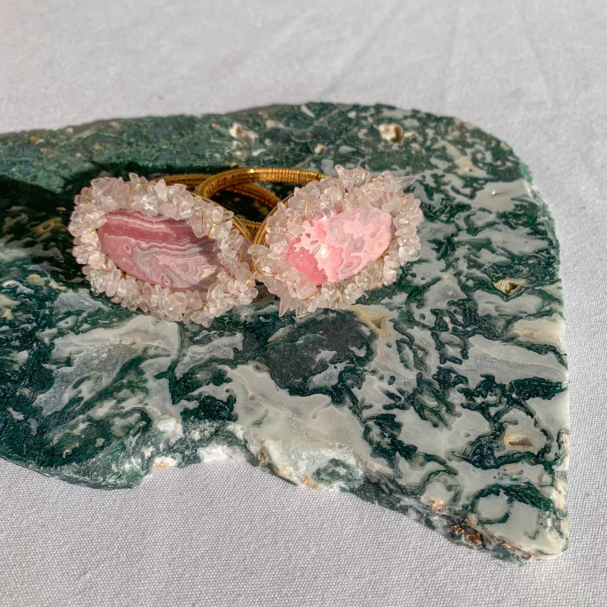 RHODOCHROSITE & ROSE QUARTZ NAPKIN RING Homewares Jimena Alejandra 