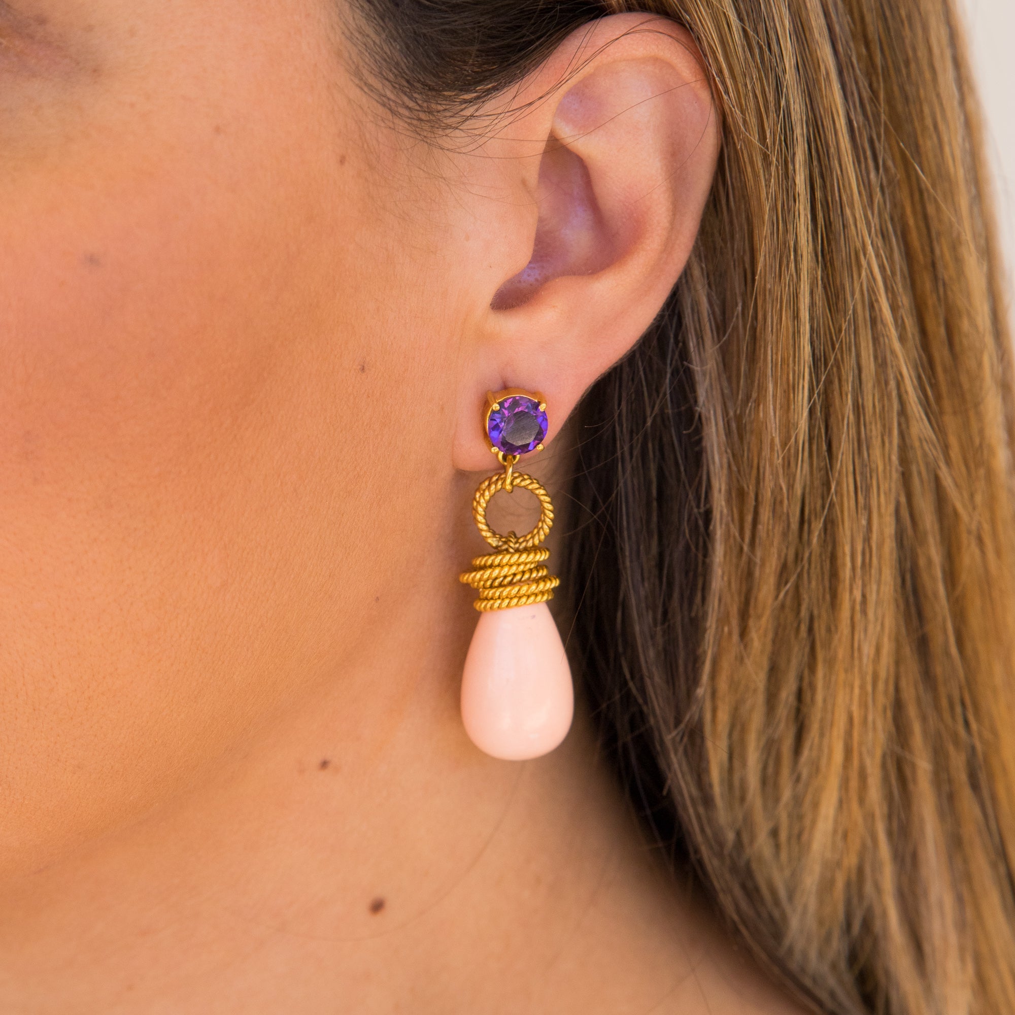 THE CLARISSA (Amethyst & Coral) Earrings Jimena Alejandra 