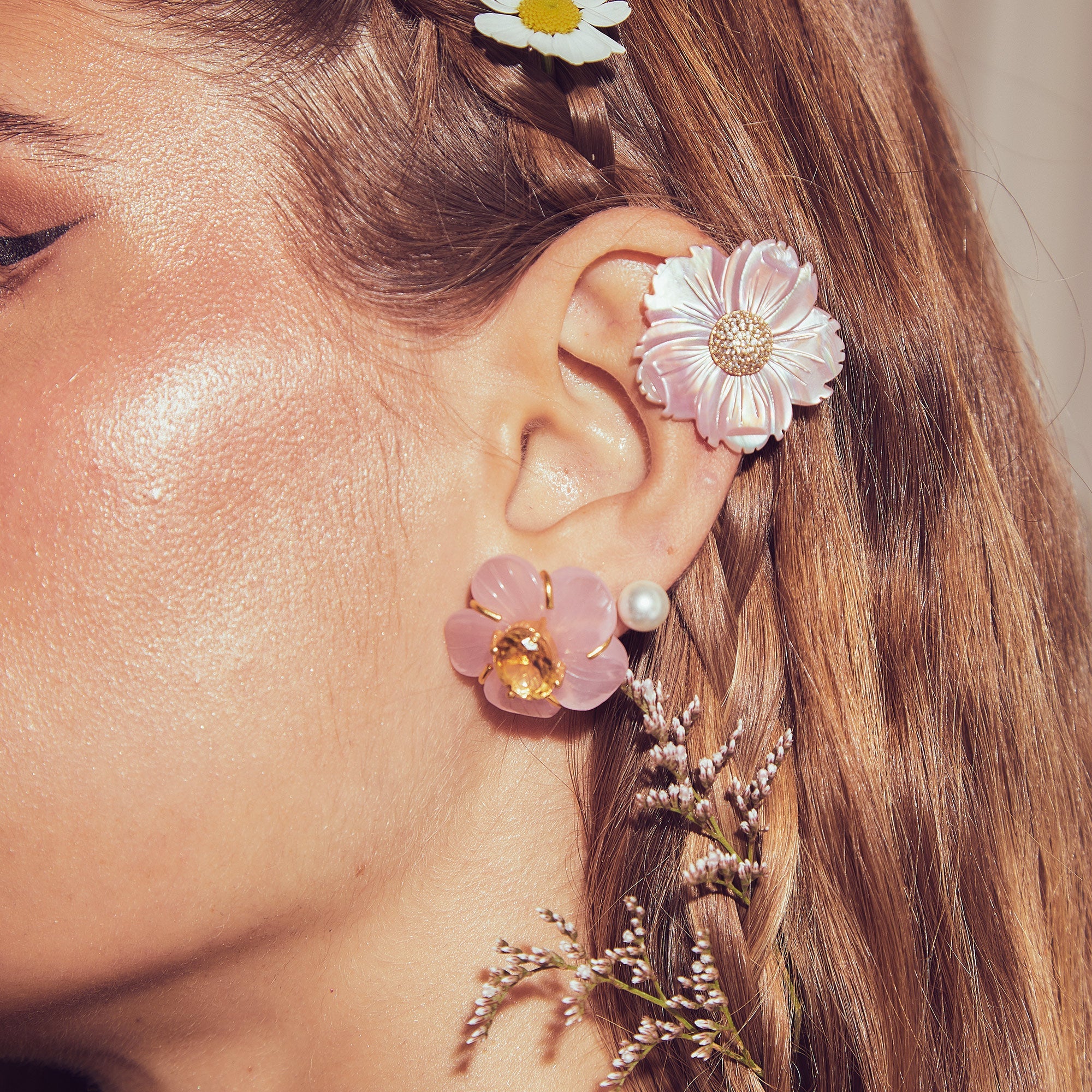 THE CYNTHIA (Rose Quartz) Earrings Jimena Alejandra 