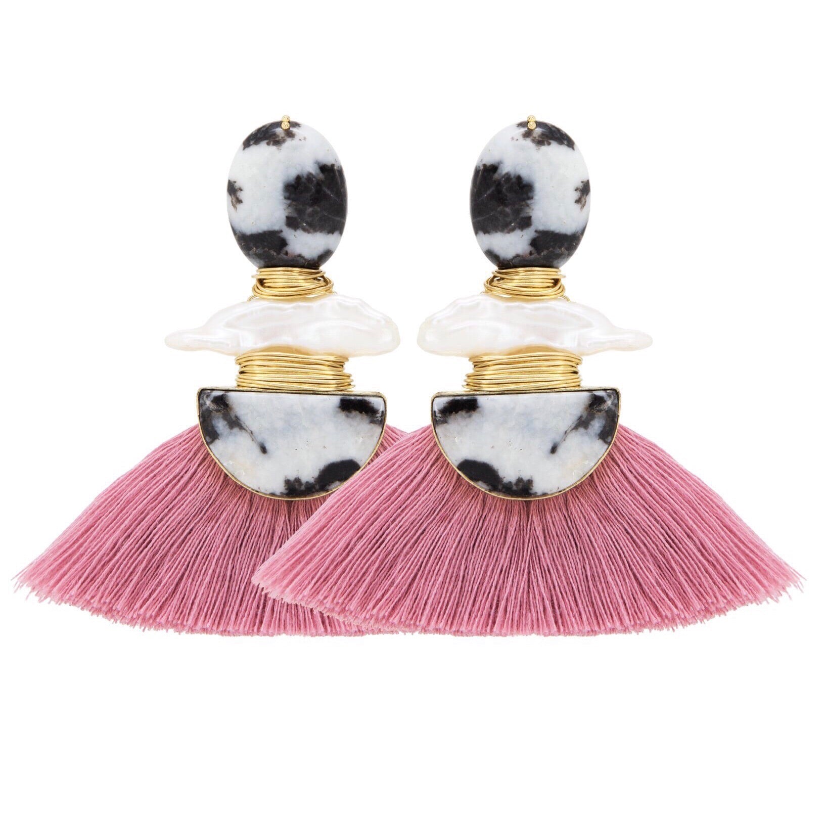 THE DOROTA (Dark Pink) Earrings Jimena Alejandra Brass Dark Pink (PaleVioletRed) Small