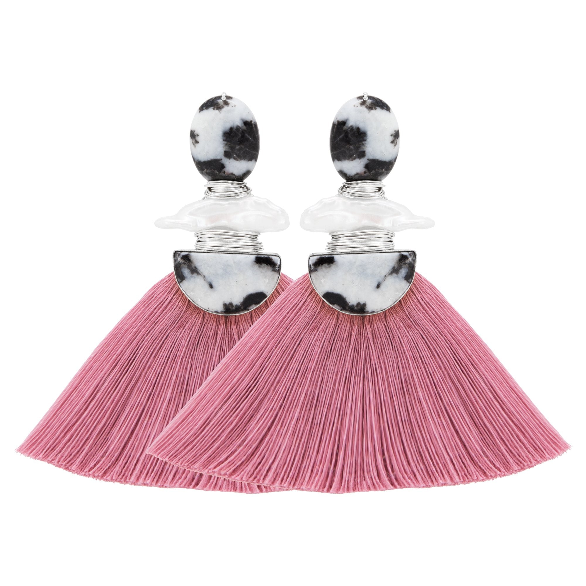 THE DOROTA (Dark Pink) Earrings Jimena Alejandra Silver Dark Pink (PaleVioletRed) Large