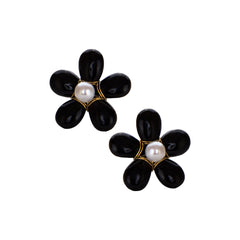 THE FLORA (Black) Earrings Jimena Alejandra Gold Plated 