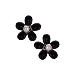 THE FLORA (Black) Earrings Jimena Alejandra Silver 