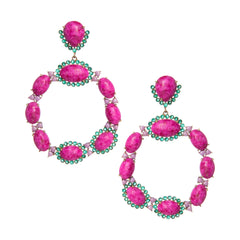 THE HEATHER Earrings Jimena Alejandra Gold Plated Pink Mohave Calcite (DeepPink) 