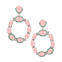 THE HEATHER (Rose Quartz) Earrings Jimena Alejandra Gold Plated Rose Quartz (Light Pink) 