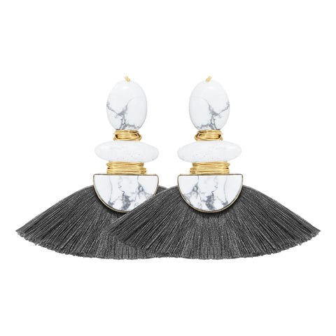 Grey fringe hotsell earrings