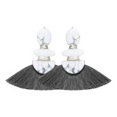 THE ISABEL (Grey) Earrings Jimena Alejandra Silver Grey Small