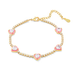 THE JORDY (White enamel and pink enamel hearts) Jimena Alejandra PINK 