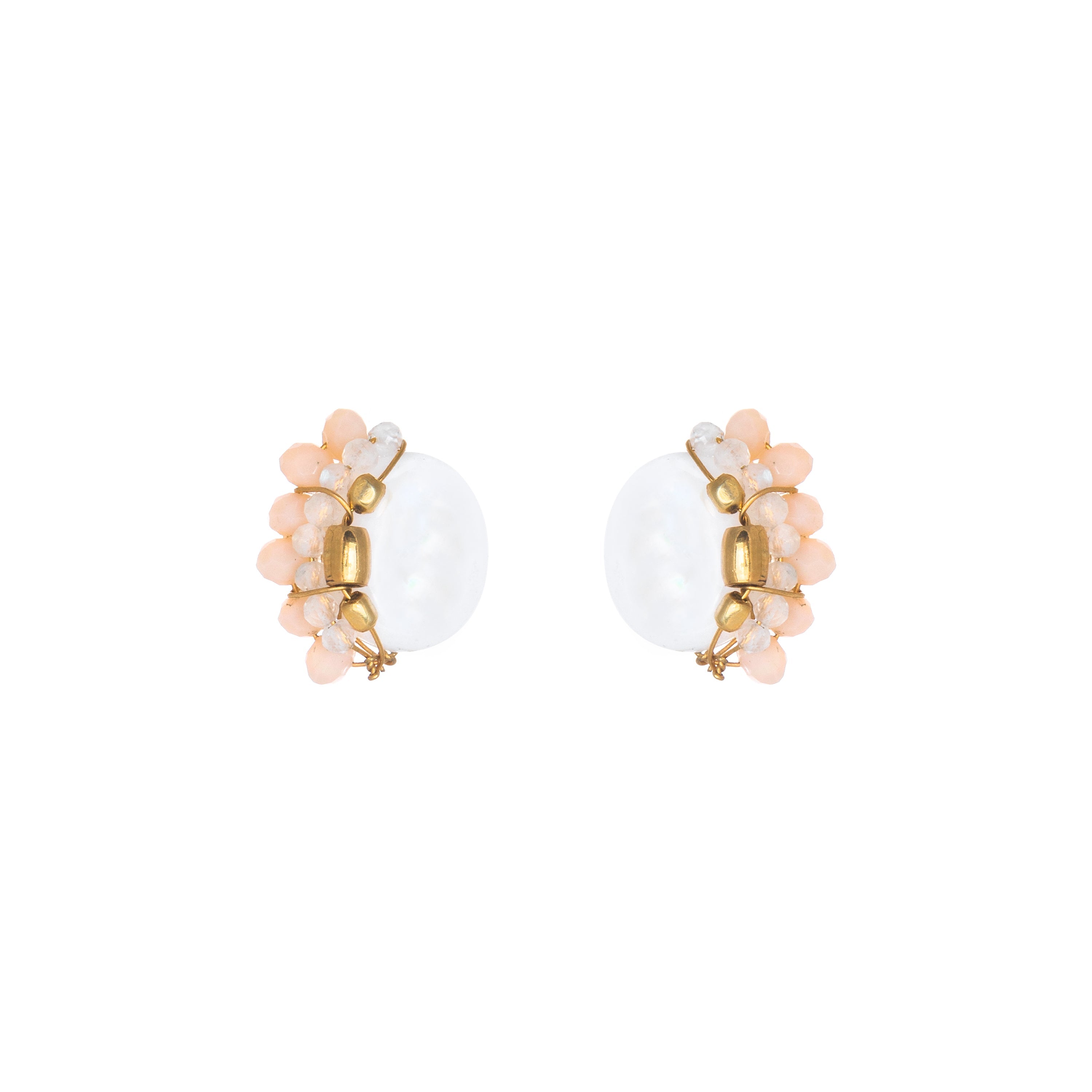 THE MARIANNA Earrings Jimena Alejandra Brass White Agate (Seashell) 
