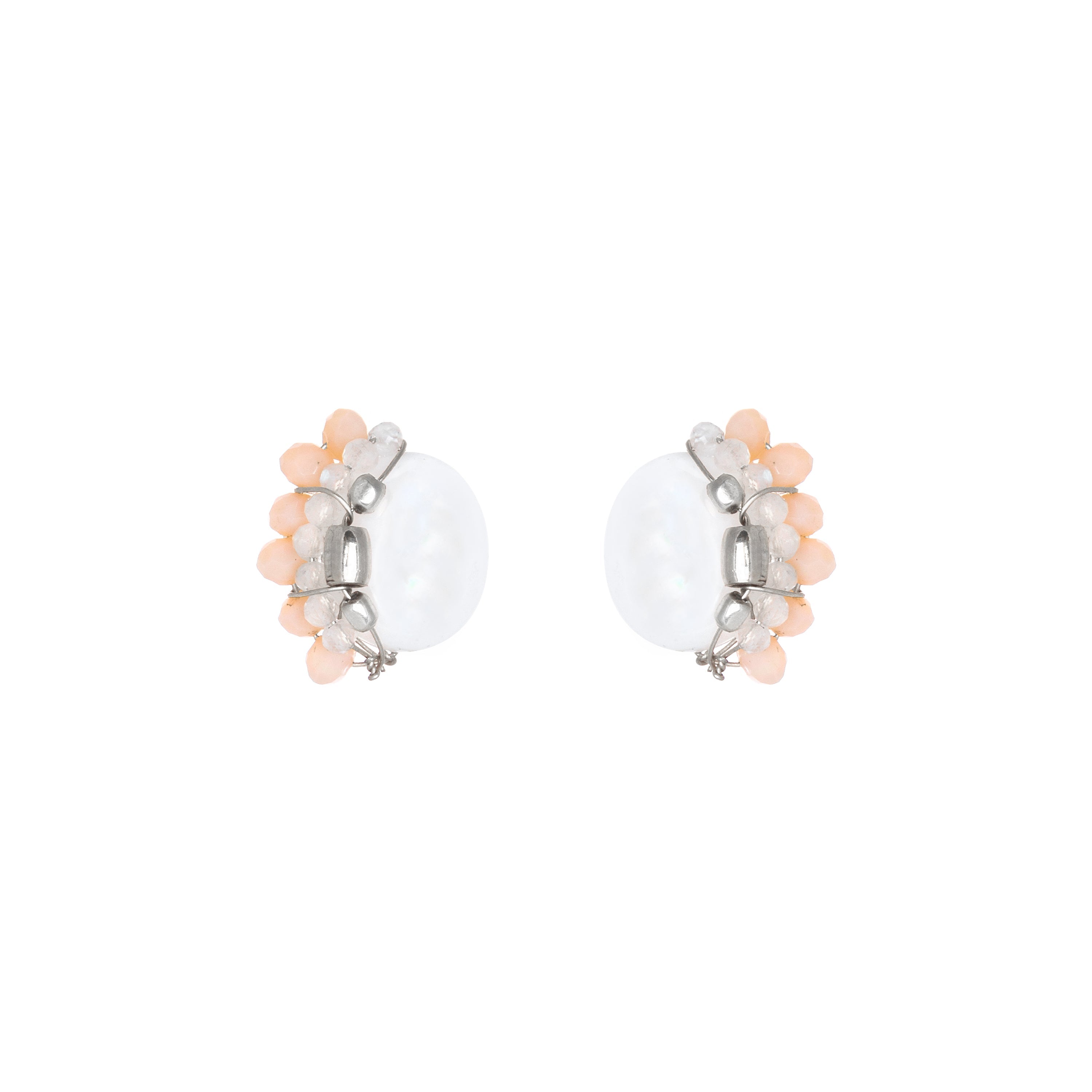 THE MARIANNA Earrings Jimena Alejandra Silver White Agate (Seashell) 