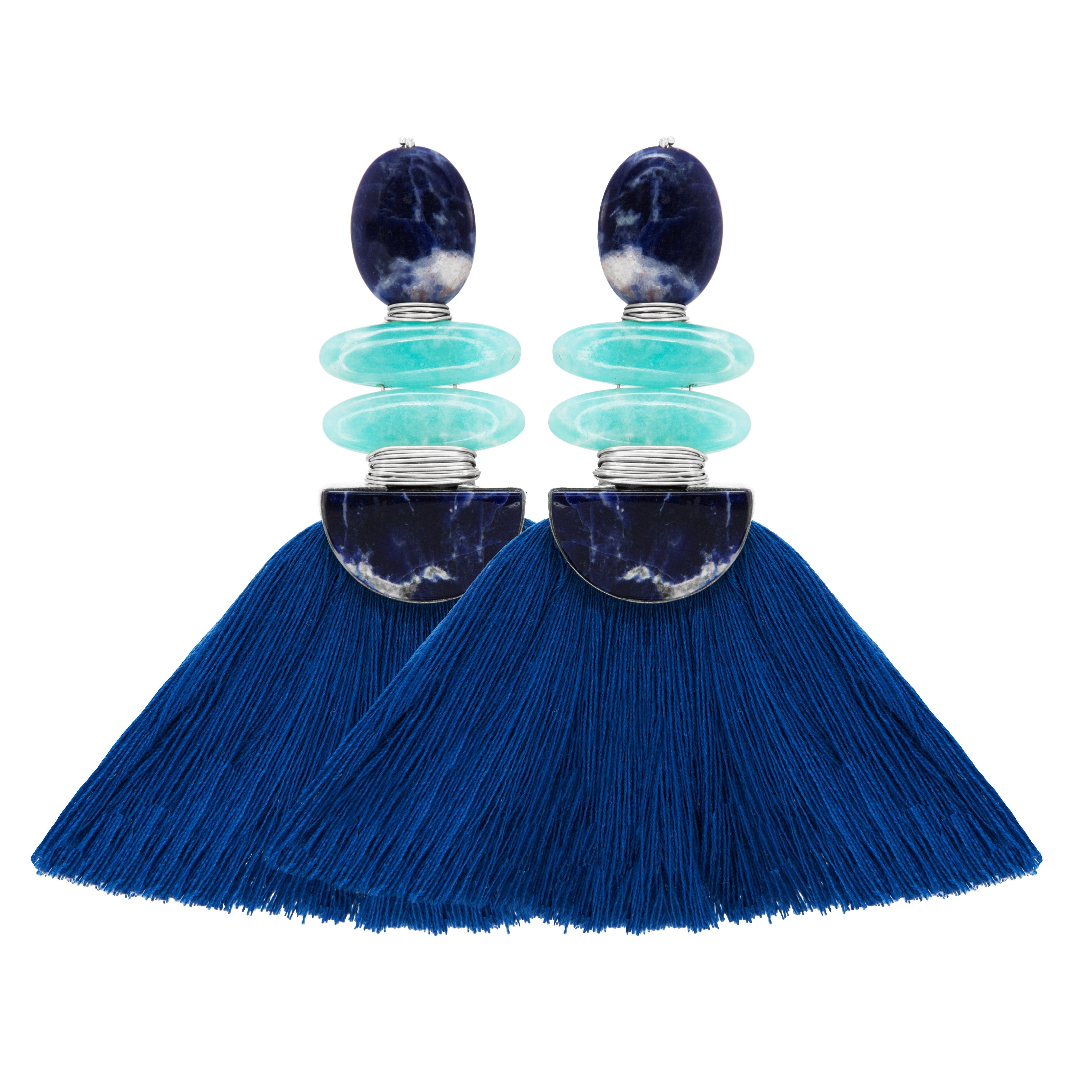 THE VANESSA (NAVY) Earrings Jimena Alejandra Silver Navy Pierced